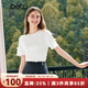 百圖betu女裝夏季新款T恤甜美立體蝴蝶結裝飾寬松小白T女2407T17 白色 S