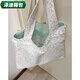 葉余蕓洛碎花帆布包女時(shí)尚百搭單肩包休閑通勤托特包蕾絲邊手提包 綠格蕾絲仙女包