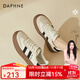 DAPHNE達芙妮板鞋女款新款秋季厚底復古德訓鞋百搭學(xué)生低幫休閑運動(dòng)鞋 黑米色 單層 跟高3cm 36 (230mm) 標準碼