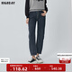 HIGH DAY牛仔褲女2025春秋冬季彈力顯瘦破洞小腳鉛筆運動(dòng)休閑直筒長(cháng)褲女士 KZ11AE35136深藍 L (165)