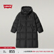 Levi's李維斯冬季女士中戶外保暖防寒時尚純色小資長款排骨羽絨服 黑色 L