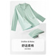 歐迪芬（Ordifen）秋冬睡衣女純棉親膚透氣柔軟寬松家居服套裝長(cháng)袖長(cháng)褲 清爽藍 L