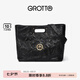 GROTTO個(gè)樂(lè )經(jīng)典CARRY托特包大容量通勤植鞣褶皺綿羊皮手提單肩包禮物 經(jīng)典黑金標L