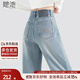 她池水洗牛仔褲2025秋裝新款女裝復古高腰寬松長(cháng)款直筒褲