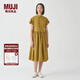 無印良品 MUJI IDEE 女式 平紋 無袖連衣裙 女裝裙子夏季 GAD13C4S 卡其色 M (155/80A)