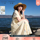 三彩大碼女裝2025夏季新款法式方領(lǐng)全棉繡花連衣裙短袖浪漫胖MM