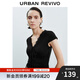 UR2025秋季新款女裝氣質(zhì)魅力拼接蕾絲系帶T恤UWG450159 黑色 S