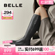 百麗（Belle）七夕禮物復(fù)古時(shí)髦騎士靴女商場同款真皮顯瘦長筒靴3NF73DG4 黑色 38 (240mm)