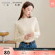 三彩若潮大碼女裝2025秋季新款花邊半高領(lǐng)蕾絲衫上衣套頭蝴蝶胖MM 米白色 M 160/88B