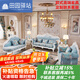 田園驛站歐式實(shí)木沙發(fā)客廳家具科技布藝沙發(fā)小戶型懶人高端沙發(fā)雕花單人 主圖色 單人位+左貴妃+三人位 0.85m 寬