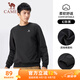駱駝（CAMEL）純色圓領(lǐng)套頭衛(wèi)衣男寬松休閑運動上衣 J13CAYL6063 幻影黑 XL