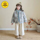 G.duck女童冬裝棉服2025新款小女孩韓版格子夾棉外套女寶寶冬季洋氣棉襖 藍色   【格子夾棉外套】 100 建議身高100