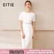 愛特愛（EITIE）優(yōu)雅女裝通勤收腰顯瘦2025夏季新款一步裙極簡純色連衣裙B2507676 極光白10 L (165)