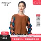 幻走（MOVEUP）2024秋季新款.FUN系列圓領(lǐng)拼接格紋尖角設(shè)計短款毛衣女 軟木棕 M
