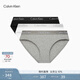 Calvin Klein內衣女士三條裝ck本命年提花棉質(zhì)微彈比基尼三角內褲女QP2349O MP1-太空黑/椰青灰/月光白 3條 M 尺碼偏大，建議拍小一碼