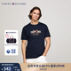 TOMMY HILFIGER夏季男裝順滑絲光棉休閑重工徽章刺繡合身打底短袖上衣T恤 藏青色DW5 L （推薦：150-165斤）
