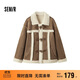 森馬（Semir）外套女牛角扣翻領(lǐng)寬松文藝2024冬季仿麂皮仿兔毛夾克109724108011