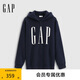 GAP【情人節(jié)】男女裝秋季新款logo印花抓絨寬松運(yùn)動(dòng)連帽衫衛(wèi)衣786920