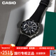 卡西歐手表EDIFICE系列賽博朋克主題款男士手表 金屬黑銀 皮質(zhì)表帶