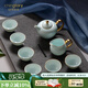 華光國(guó)瓷 茶具套裝 華青瓷骨瓷功夫茶具禮盒裝 夢(mèng)幻尚合 青之合 8頭