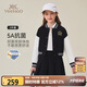 英氏（YEEHOO）女童套裝兒童棒球服裙子兩件裝中大童裝休閑學(xué)院風(fēng)秋裝 黑色 130