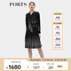 PORTS寶姿秋季新款女裝時(shí)尚圓點(diǎn)印花連衣裙ALD9D015QPT100 黑白混色 XL 10