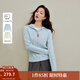 茵曼2025秋冬女裝新款休閑連帽開(kāi)衫毛衣百搭寬松長(cháng)袖針織衫外套 淺藍色 S