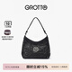GROTTO個(gè)樂(lè )經(jīng)典黑石hobo包大小號植鞣綿羊皮腋下單肩斜挎軟包通勤禮物 經(jīng)典黑 銀標S