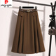 皮爾卡丹（pierre cardin）2025秋冬新款高腰大尺碼胖M顯瘦半身裙簡(jiǎn)約百搭休閑A字裙不規則裙 深棕色 XL (建議120-140斤)