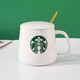 星巴克（Starbucks）杯子限量版簡(jiǎn)約歐式水杯馬克杯家用陶瓷杯小禮品星巴風(fēng)咖啡杯早餐 p款(杯+勺+陶瓷蓋)450ml