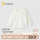童泰（TONGTAI）女寶寶T恤春秋季嬰兒衣服女童提花打底衫兒童花邊領(lǐng)上衣白色110cm