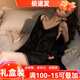 貓惑純欲風(fēng)冰絲睡衣女士帶胸墊吊帶仿真絲裙子情趣睡裙內(nèi)衣睡袍家居服 黑色【無(wú)胸墊】【睡裙+睡袍】 L 【適合95-115斤】