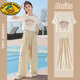 G.DUCKKIDS女童闊腿褲套裝夏季兒童2025新款夏天洋氣大童運動(dòng)褲短袖女孩夏裝 9937白色15106卡其色 160 cm(160cm)