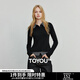 初語(yǔ)T恤女2025秋季新款長(cháng)袖修身拼接格紋黑色假兩件顯瘦上衣 黑色預售10-16 M