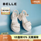 百麗（Belle）厚底增高涼鞋女商場(chǎng)同款真皮質(zhì)感涼鞋D7Z2DBL5 米白 37 (235mm)