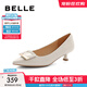 百麗（Belle）方扣高跟鞋女商場(chǎng)同款羊皮細跟單鞋Z2N2DCQ3 米白 37 (235mm)