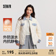 森馬（Semir）羽絨服女中長(cháng)款防潑水拼接牛仔潮酷個(gè)性冬抗靜電寬松輕薄外套 奶白（白鴨絨）10501 M