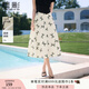 香影蝴蝶結(jié)印花白色半身裙女2025夏季新款小白裙超好看純棉a字裙 鷺白 M 160/84A/95-110斤
