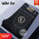 Walker Shop輕奢品牌高檔牛仔褲男秋冬新款男士修身直筒褲刺繡潮流藍色牛仔褲 藍黑 34