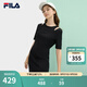 FILA 斐樂官方女子針織連衣裙2025夏新款時尚簡約休閑修身連身裙 正黑色-BK XL