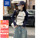 唐獅（TonLion）2025女立領(lǐng)拉鏈袖子拼接長(cháng)袖T恤 藏青 M 
