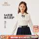 英氏（YEEHOO）女童polo衫兒童T恤中大童裝長(cháng)袖上衣學(xué)院抗菌打底衫秋 白色 130