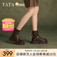 他她（TATA）明星同款軟糖靴厚底彈力靴加絨瘦瘦靴女短靴冬CFK01DZ4 棕色 37