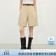 范思藍恩復(fù)古休閑卡其色短褲2025春新款職場慵懶隨性通勤褲子1315 卡其 L