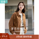 茵曼（INMAN）2025秋冬女裝新款純色翻領(lǐng)口袋單排扣百搭短外套上衣 濃咖啡 M