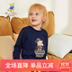 Classic Teddy男童衛衣兒童秋裝中大童裝套頭上衣長(cháng)袖休閑運動(dòng)春秋季衣服 棒球帽子熊織標款深藍 140