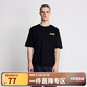AKSERIESAK男裝夏復(fù)古和平涂鴉秋千大印花落肩款全棉圓領(lǐng)短袖T恤男2100814 黑色 L