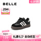 百麗（Belle）時(shí)尚拼色德訓(xùn)鞋女童商場(chǎng)同款休閑復(fù)古板鞋3791DC84 黑色 36碼