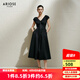 艾諾絲雅詩(shī)【商場(chǎng)同款】2025夏季新品抽褶收腰氣質(zhì)連衣裙高腰小黑裙40519019 黑色 L