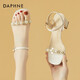 達芙妮（DAPHNE）高跟涼鞋女夏一字帶羅馬鞋夏季新款女鞋氣質(zhì)仙女風(fēng)涼拖 米色跟高6cm 37 (235mm) 標準碼